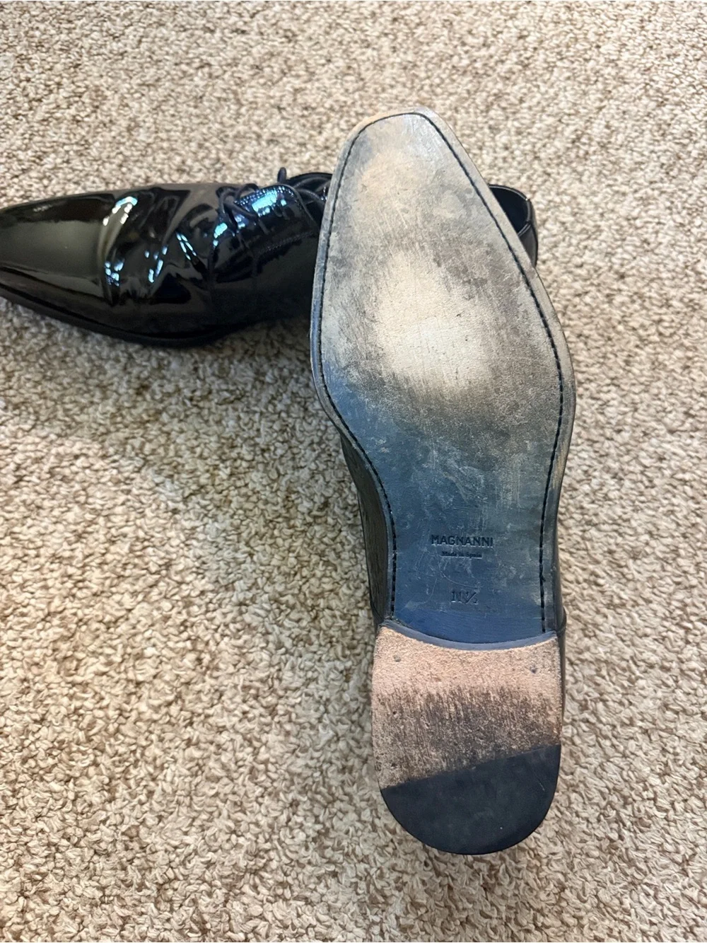 Magnanni Black Patent Leather Tuxedo Shoes Men’s 11.5